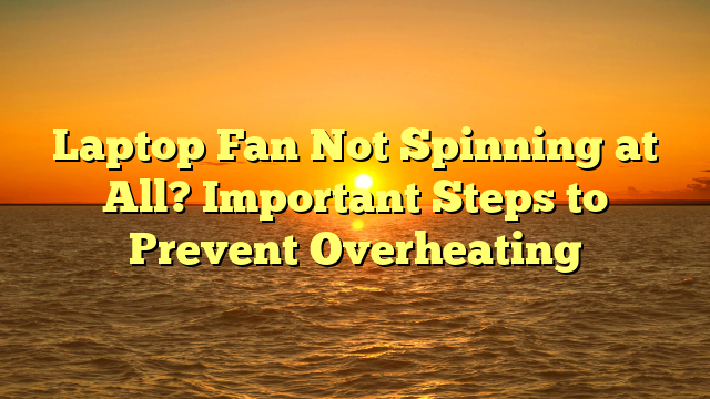Laptop Fan Not Spinning at All? Important Steps to Prevent Overheating