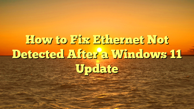 How to Fix Ethernet Not Detected After a Windows 11 Update